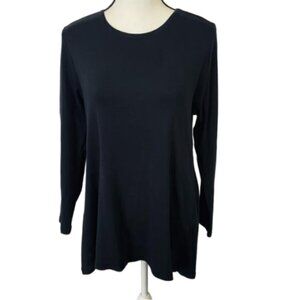 J. Jill Black Perfect Pima Delicate Trim Tunic Long Sleeve Size M Petite #1525